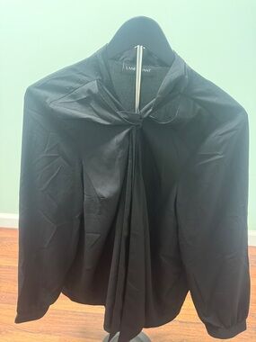 Lane Bryant Black Tie-Neck Blouse Blazer